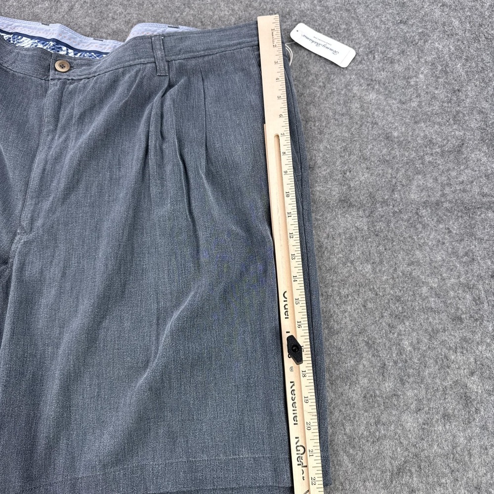 Tommy Bahama Shorts Mens 48 Ink Blue Havana Herringbone 2 Pleat Silk Blend - Picture 13 of 15